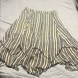 Chico's Asymmetrical Black and White Striped Skirt